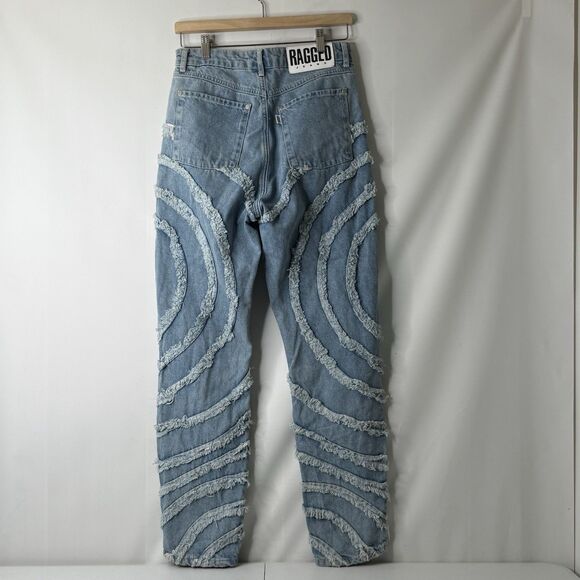 The Ragged Priest Gaze Mom Jeans 30 Circle Panel Frayed Edgy ASO Dixie D’Amelio - Picture 4 of 13